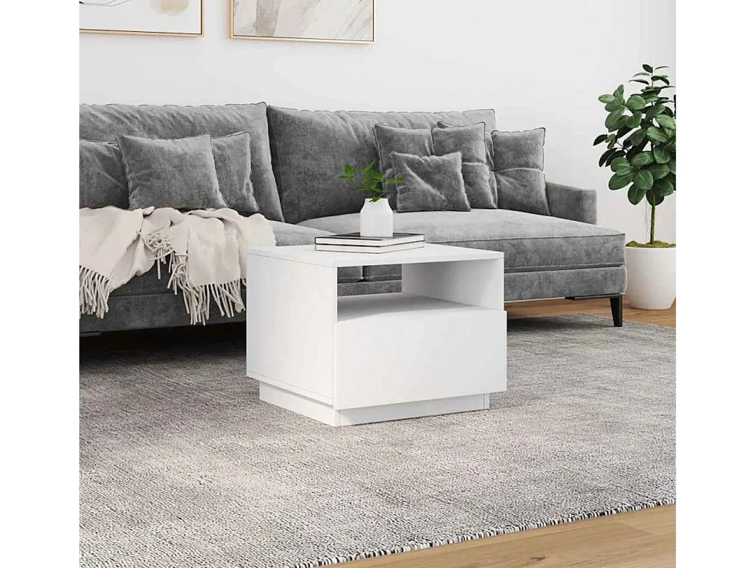 Mesa De Centro|vidaxl Mesa de centro com luzes LED 50x49x40 cm Branco