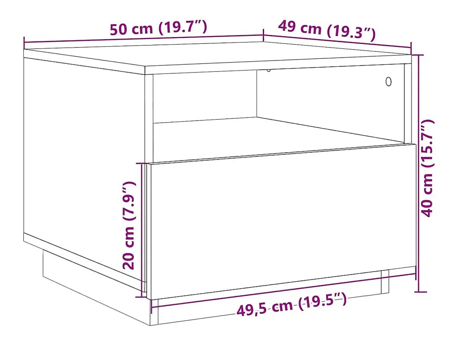 Mesa De Centro|vidaxl Mesa de centro com luzes LED 50x49x40 cm Branco