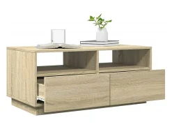 Best Mesa de centro com luzes LED 90x49x40 cm carvalho sonoma PT447007 Castanho