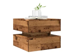 vidaxl Mesa de centro com luzes LED 50x50x40 cm madeira velha^ Mesa De Centro