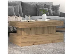 Mesa De Centro*vidaxl Mesa de centro com luzes LED 90x50x40 cm carvalho artisiano Castanho