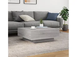 New Mesa de centro com luzes LED 80x80x31 cm sonoma PT777117 Cinzento