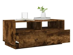Mesa de centro com luzes LED 90x49x40 cm carvalho fumado PT433537^ Mesa De Centro