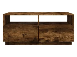 Mesa de centro com luzes LED 90x49x40 cm carvalho fumado PT433537^ Mesa De Centro