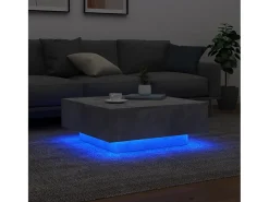 Mesa De Centro* Mesa de centro com luzes LED 80x80x31 cm cimento PT857585 Cinzento