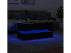 New vidaxl Mesa de centro com luzes LED 90x50x40 cm Preto