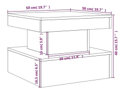 Mesa De Centro|vidaxl Mesa de centro com luzes LED 50x50x40 cm Branco