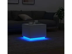 Mesa De Centro| Mesa de centro com luzes LED 50x50x40 cm PT426564 Branco