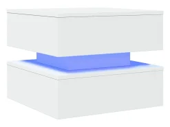 Mesa De Centro| Mesa de centro com luzes LED 50x50x40 cm PT748366 Branco