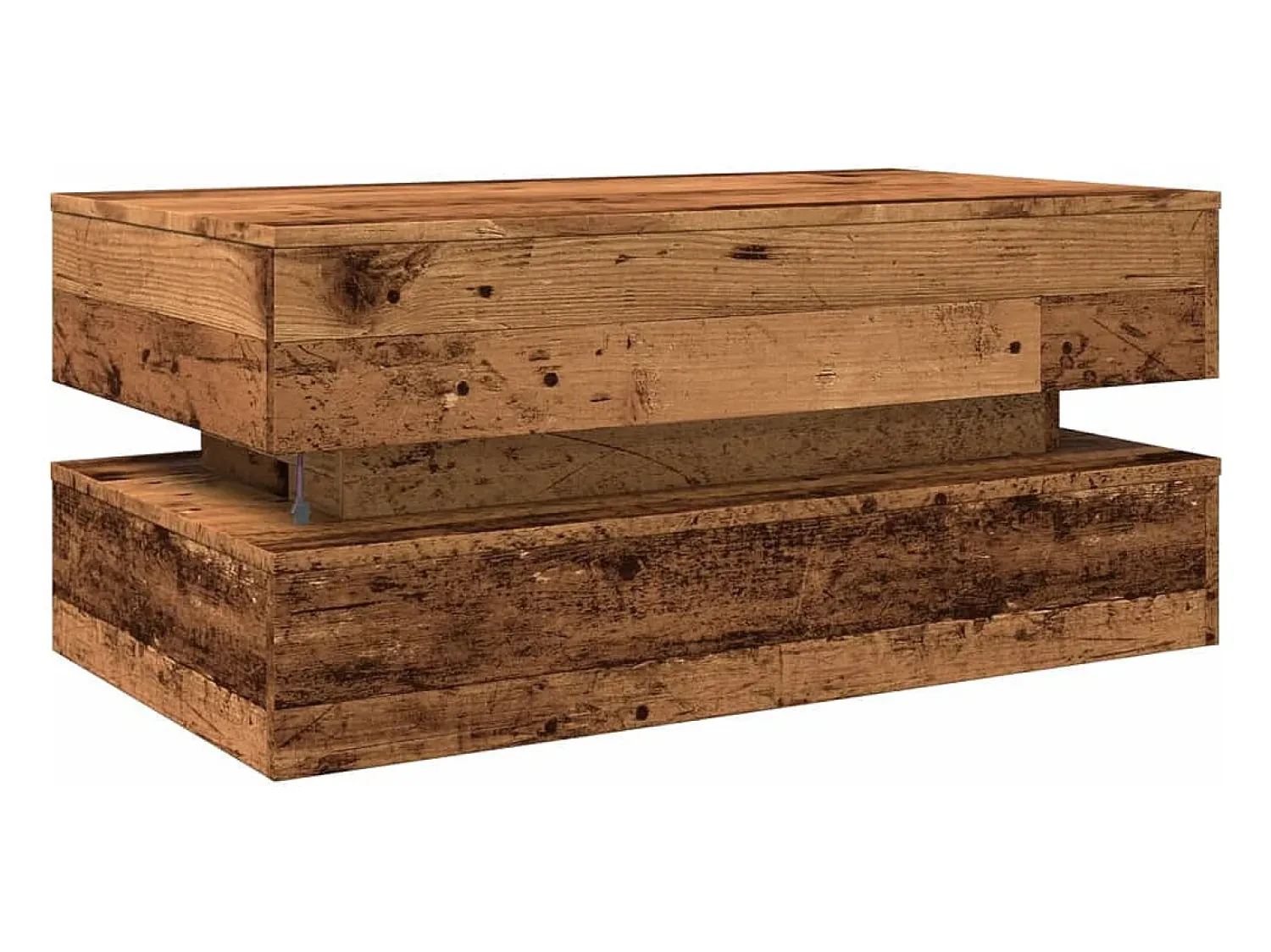 vidaxl Mesa de centro com luzes LED 90x50x40 cm madeira velha^ Mesa De Centro