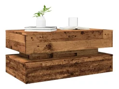 vidaxl Mesa de centro com luzes LED 90x50x40 cm madeira velha^ Mesa De Centro