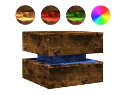 Mesa De Centro| Mesa de centro com luzes LED 50x50x40 cm carvalho fumado PT886535 Castanho
