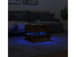 vidaxl Mesa de centro com luzes LED 50x50x40 cm carvalho fumado^ Mesa De Centro