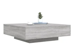 Mesa de centro com luzes LED 100x100x31 cm sonoma PT897255 Cinzento