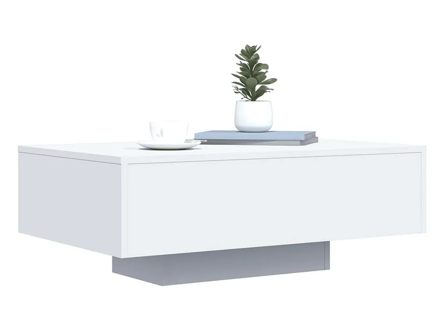 Mesa De Centro| Mesa de centro com luzes LED 85x55x31 cm PT547563 Branco