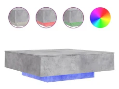 Mesa De Centro|vidaxl Mesa de centro com luzes LED 100x100x31 cm cinzento cimento Cinzento claro