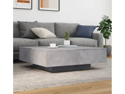 Mesa De Centro|vidaxl Mesa de centro com luzes LED 100x100x31 cm cinzento cimento Cinzento claro