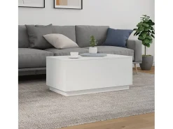 Mesa De Centro| Mesa de centro com luzes LED 90x50x40 cm PT665209 Branco