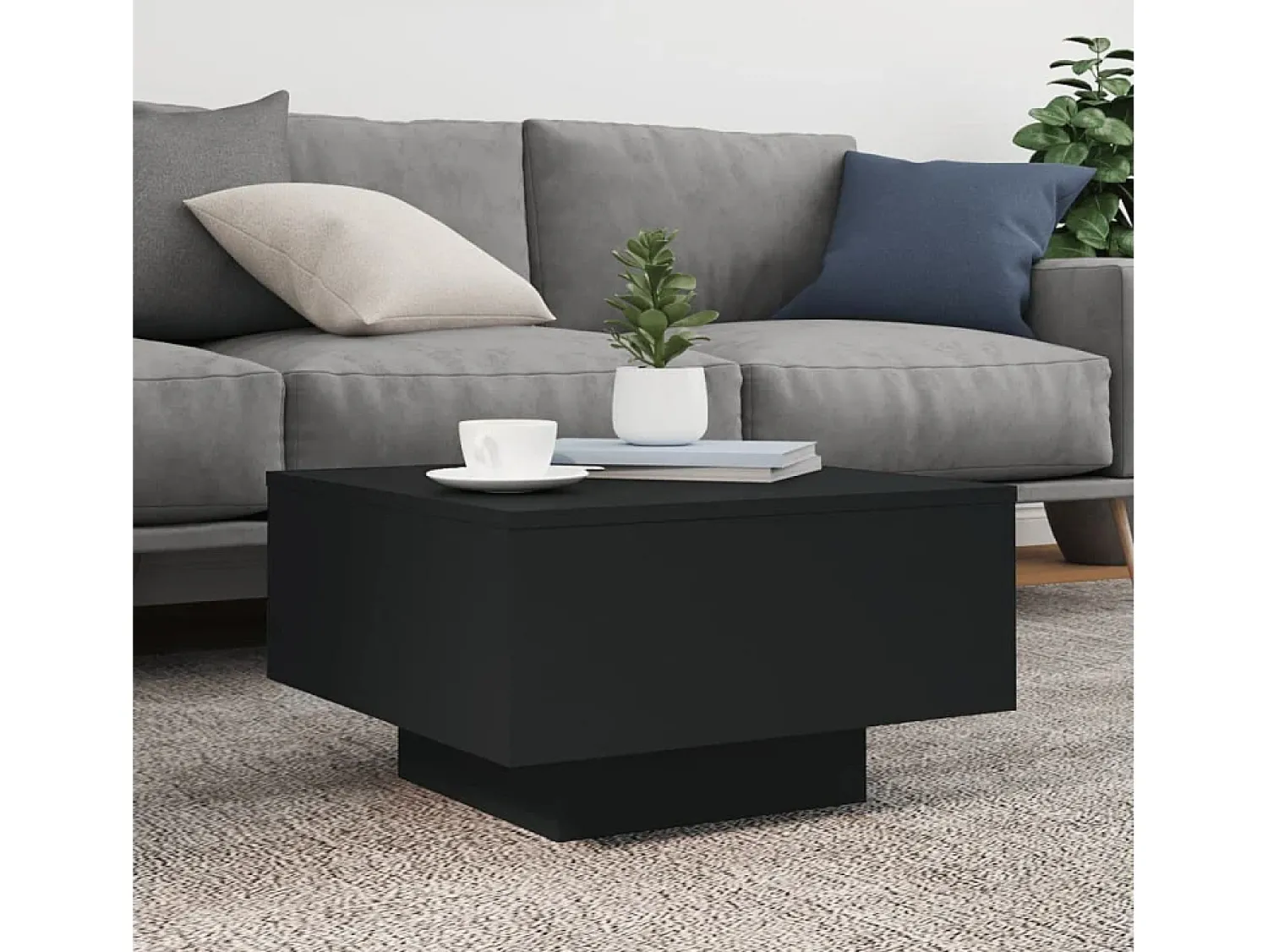 Mesa De Centro*vidaxl Mesa de centro com luzes LED 55x55x31 cm Preto