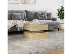 New Mesa de centro com luzes LED 50x50x40 cm carvalho sonoma PT423089 Castanho