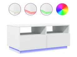 Mesa De Centro*vidaxl Mesa de centro com luzes LED 90x49x40 cm Branco