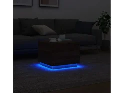 Mesa de centro com luzes LED 50x50x40 cm carvalho PT420226 Castanho