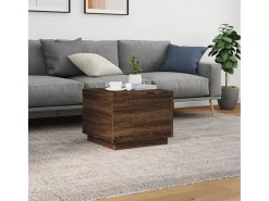 Mesa de centro com luzes LED 50x50x40 cm carvalho PT420226 Castanho
