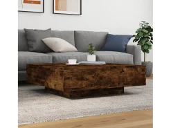 Mesa de centro com luzes LED 100x100x31 cm carvalho fumado PT656433^ Mesa De Centro