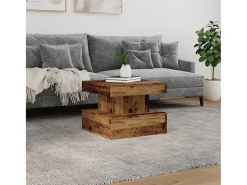Clearance vidaxl Mesa de centro com luzes LED 50x50x40 cm madeira velha Castanho