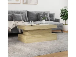 vidaxl Mesa de centro com luzes LED 90x50x40 cm carvalho sonoma^ Mesa De Centro