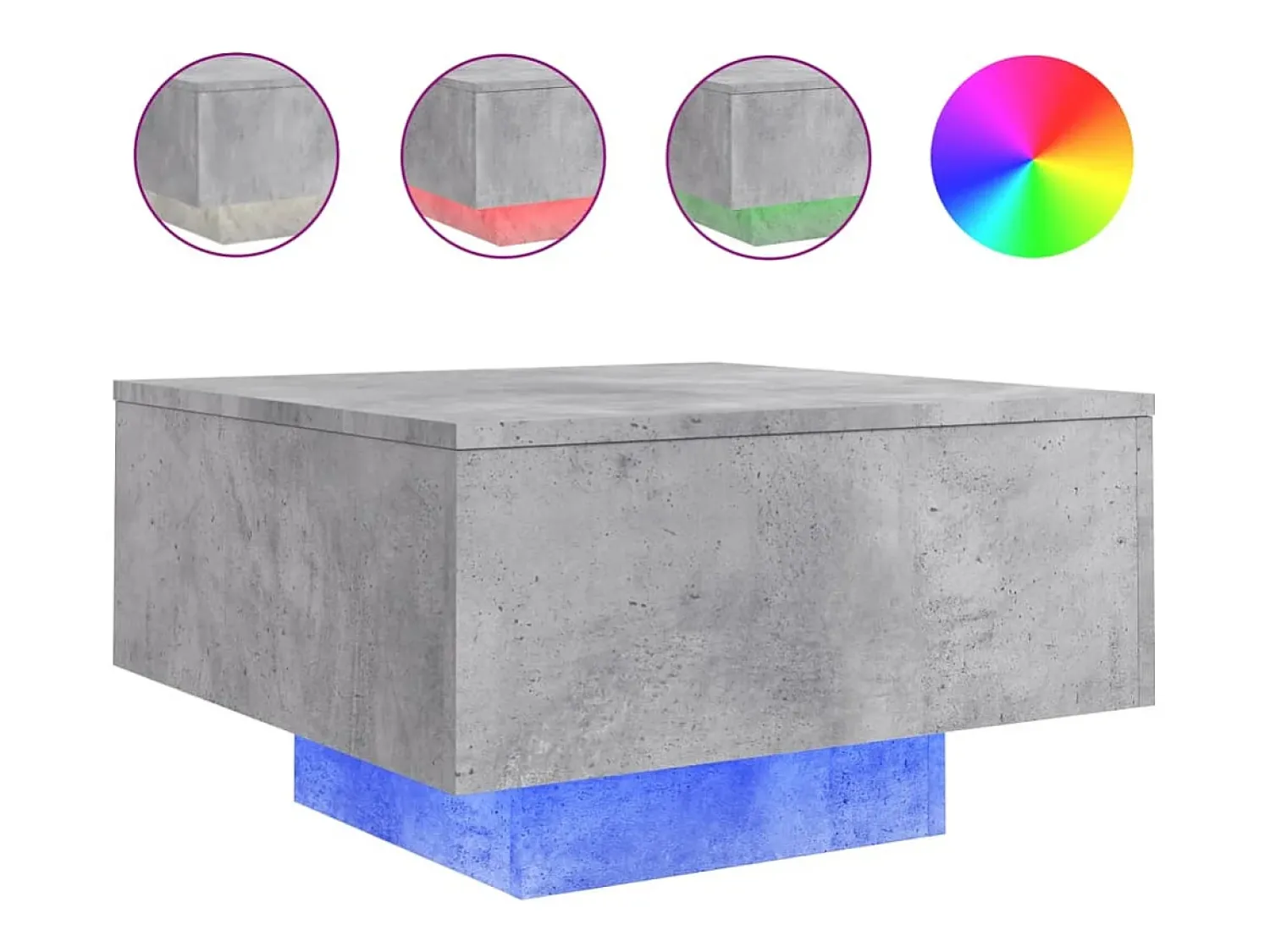 Mesa De Centro*vidaxl Mesa de centro com luzes LED 55x55x31 cm cimento Cinzento