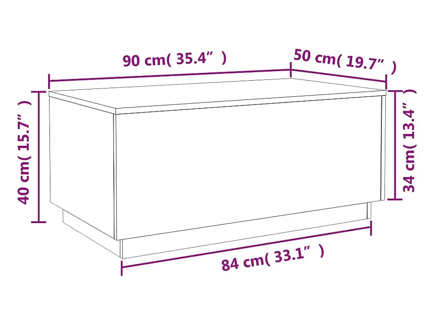 vidaxl Mesa de centro com luzes LED 90x50x40 cm^ Mesa De Centro