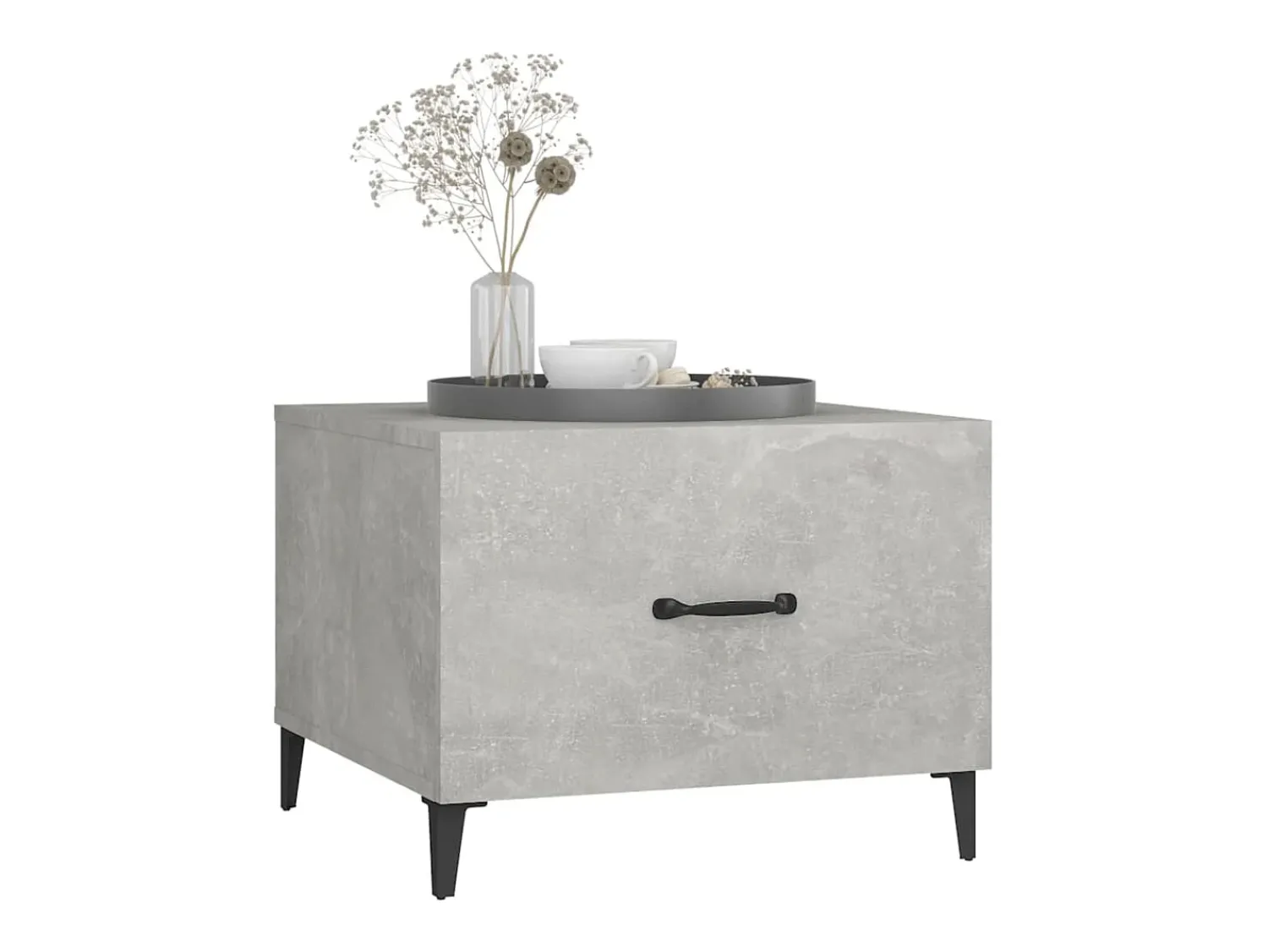 Best vidaxl Mesa de centro com pernas de metal 50x50x40 cm -cimento Cinzento