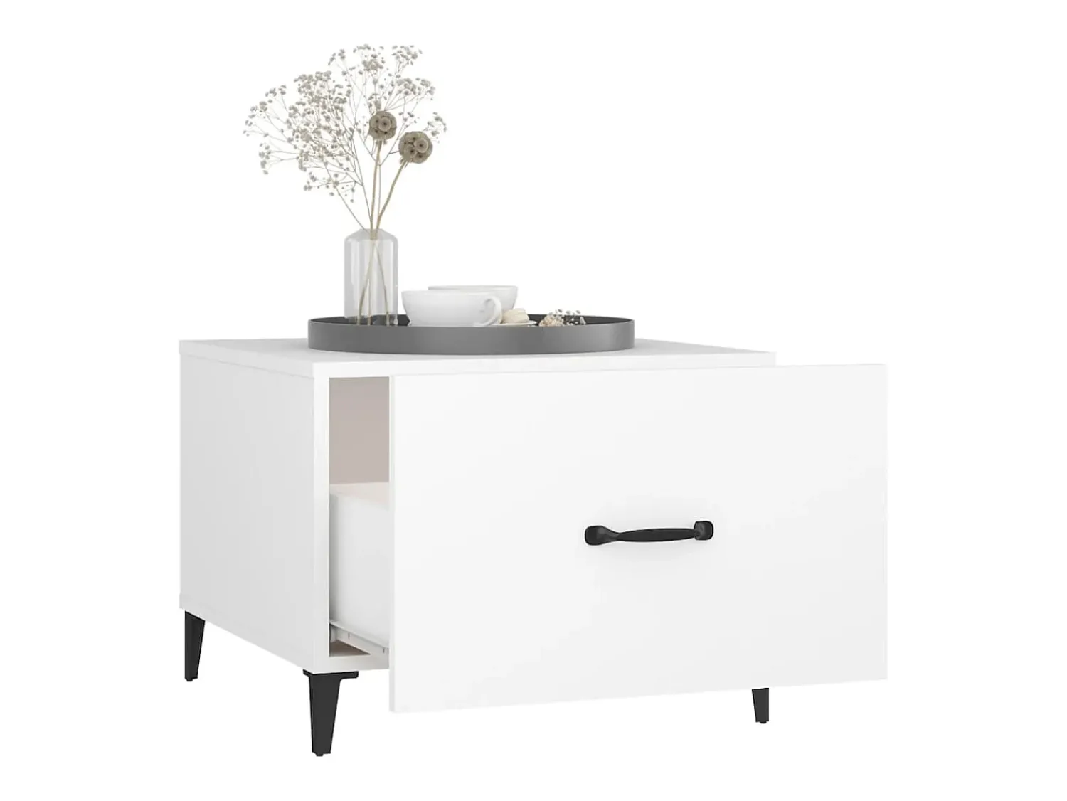 Mesa De Centro*vidaxl Mesa de centro com pernas de metal 50x50x40 cm Branco