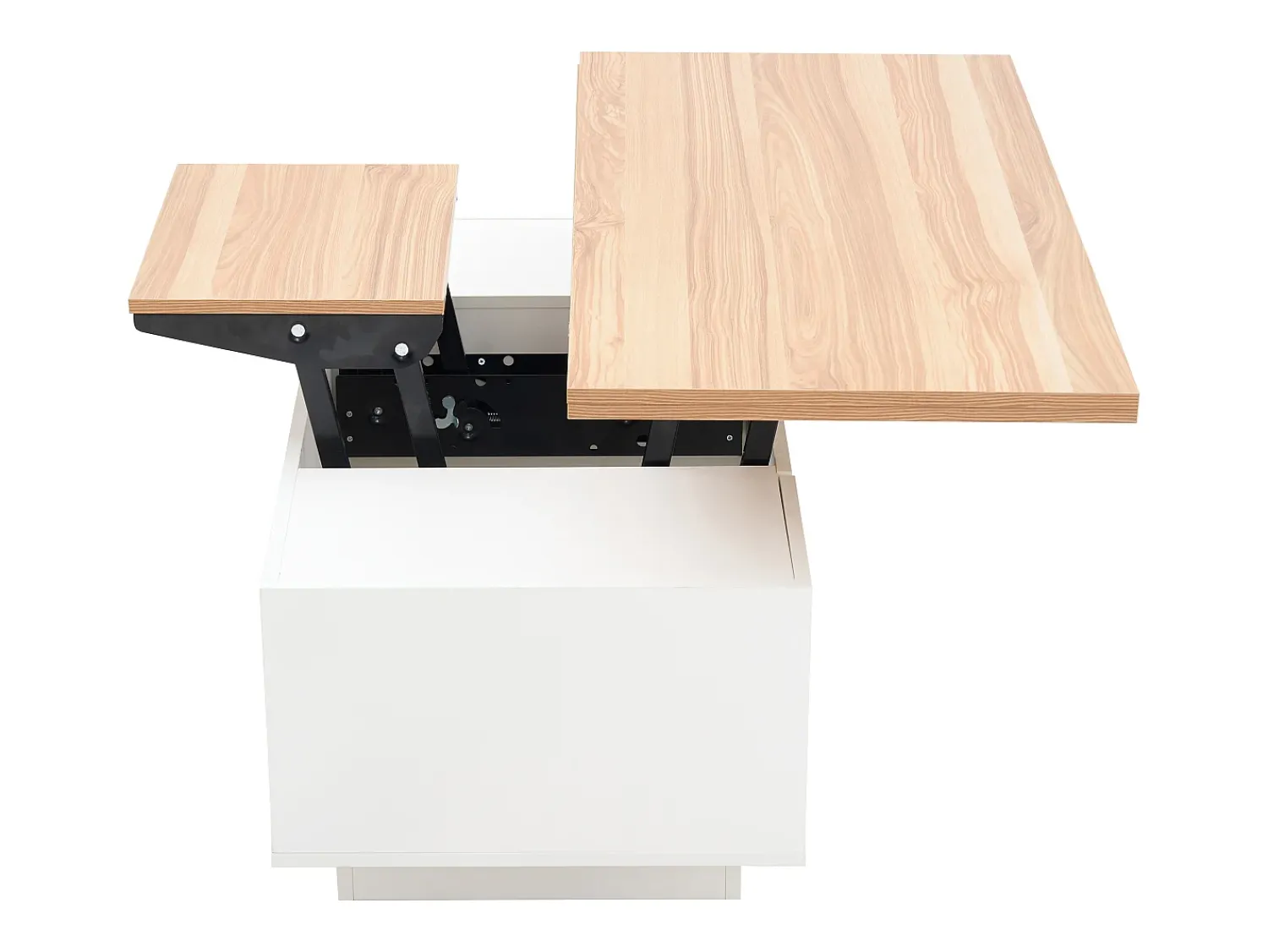 Mesa De Centro*Hauss Spole Mesa de centro com tampo elevatório e 2 portas - 2 prateleiras ajustáveis - + natural Branco
