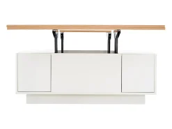 Mesa De Centro*Hauss Spole Mesa de centro com tampo elevatório e 2 portas - 2 prateleiras ajustáveis - + natural Branco