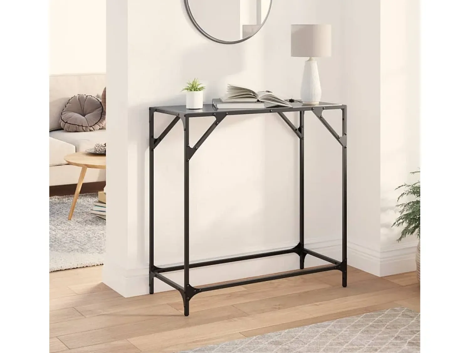 vidaxl Mesa de centro com tampo em vidro 80x35x81 cm aço^ Consola