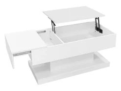 Mesa De Centro|Hauss Spole Mesa de centro com tampo elevatório, acabamento brilhante, iluminação LED e espaço de arrumação - Branco