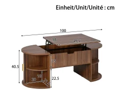 Merax Mesa de centro com tampo elevatório para sala de estar - 100 x 50 x 40,5 cm - com espaço de armazenamento oculto e portas de correr - MDF - marrom^ Mesa De Centro