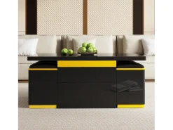 Mesa De Centro|Merax Mesa de centro com tampo elevável e acabamento brilhante - 100 x 50 x 43 cm - móvel dobrável para sala de estar com gavetas - MDF e aglomerado - preta Preto