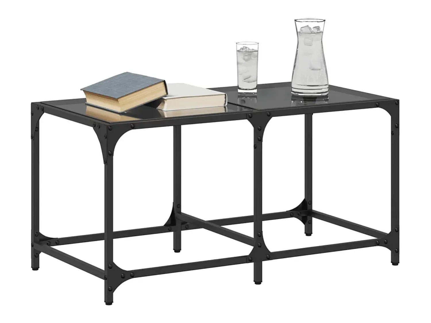 Mesa De Centro* Mesa de centro com topo em vidro 78,5x40x40 cm aço PT326110 Preto