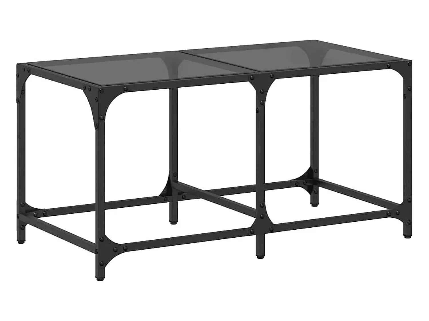 Mesa De Centro* Mesa de centro com topo em vidro 78,5x40x40 cm aço PT326110 Preto