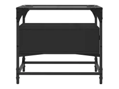 Mesa De Centro| Mesa de centro com topo em vidro 50x50x45 cm aço PT298786 Preto