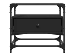 Mesa De Centro| Mesa de centro com topo em vidro 50x50x45 cm aço PT298786 Preto