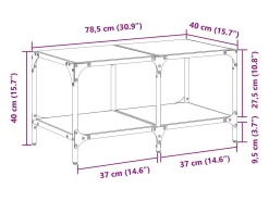 Mesa De Centro|vidaxl Mesa de centro com topo em vidro 78,5x40x40 cm aço Preto
