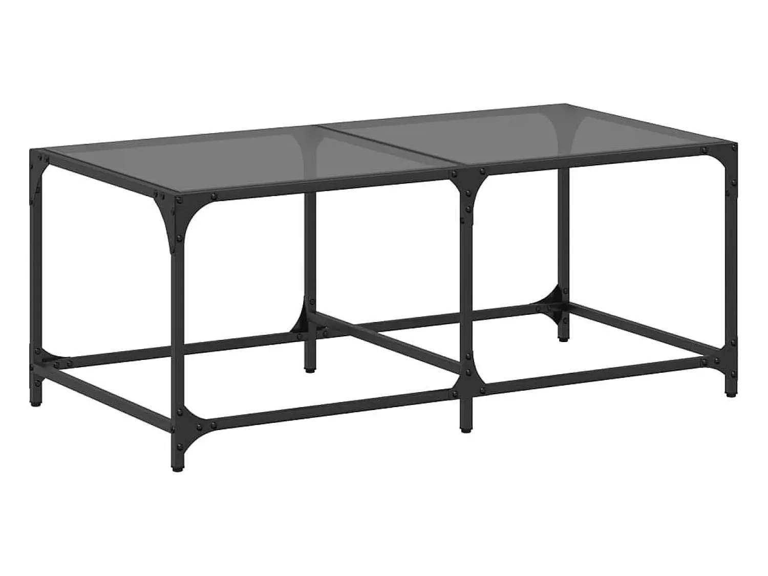 Mesa de centro com topo em vidro 98,5x50x40 cm aço PT985452 Preto