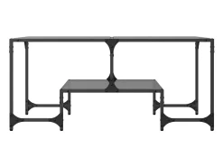 Mesa De Centro* Mesa de centro com topo em vidro 98,5x50x45 cm aço PT170573 Preto
