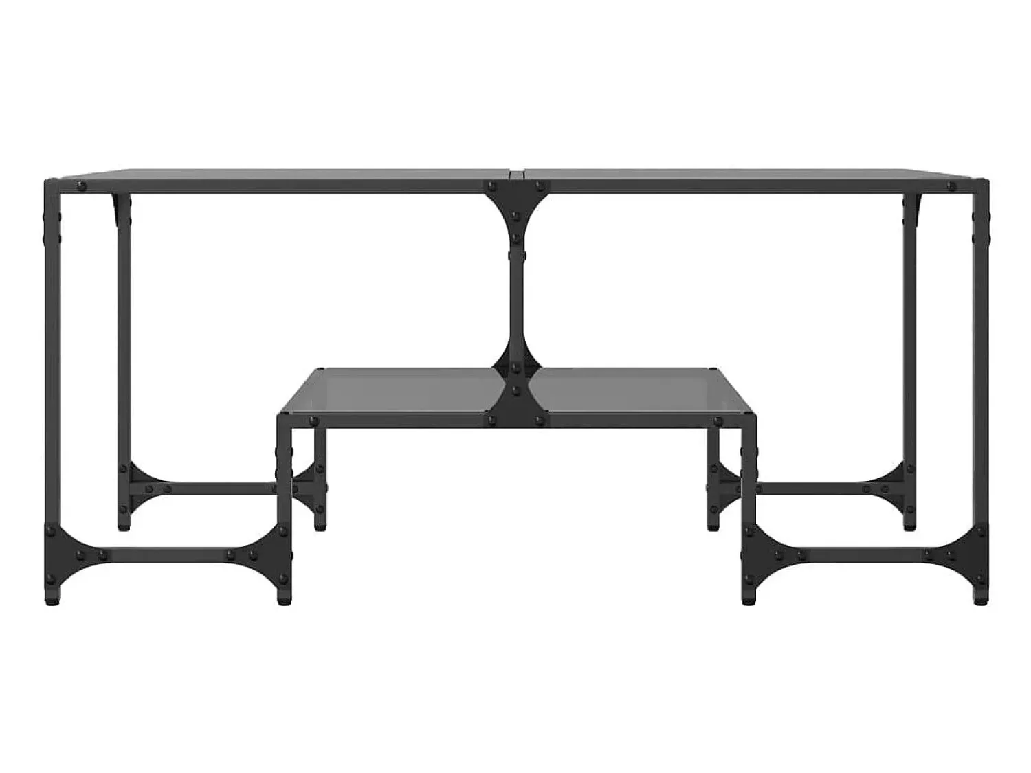 Mesa De Centro* Mesa de centro com topo em vidro 98,5x50x45 cm aço PT170573 Preto