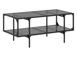 Mesa De Centro* Mesa de centro com topo em vidro 98,5x50x45 cm aço PT782022 Preto