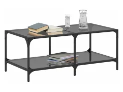 Mesa De Centro| Mesa de centro com topo em vidro 98,5x50x40 cm aço PT939823 Preto